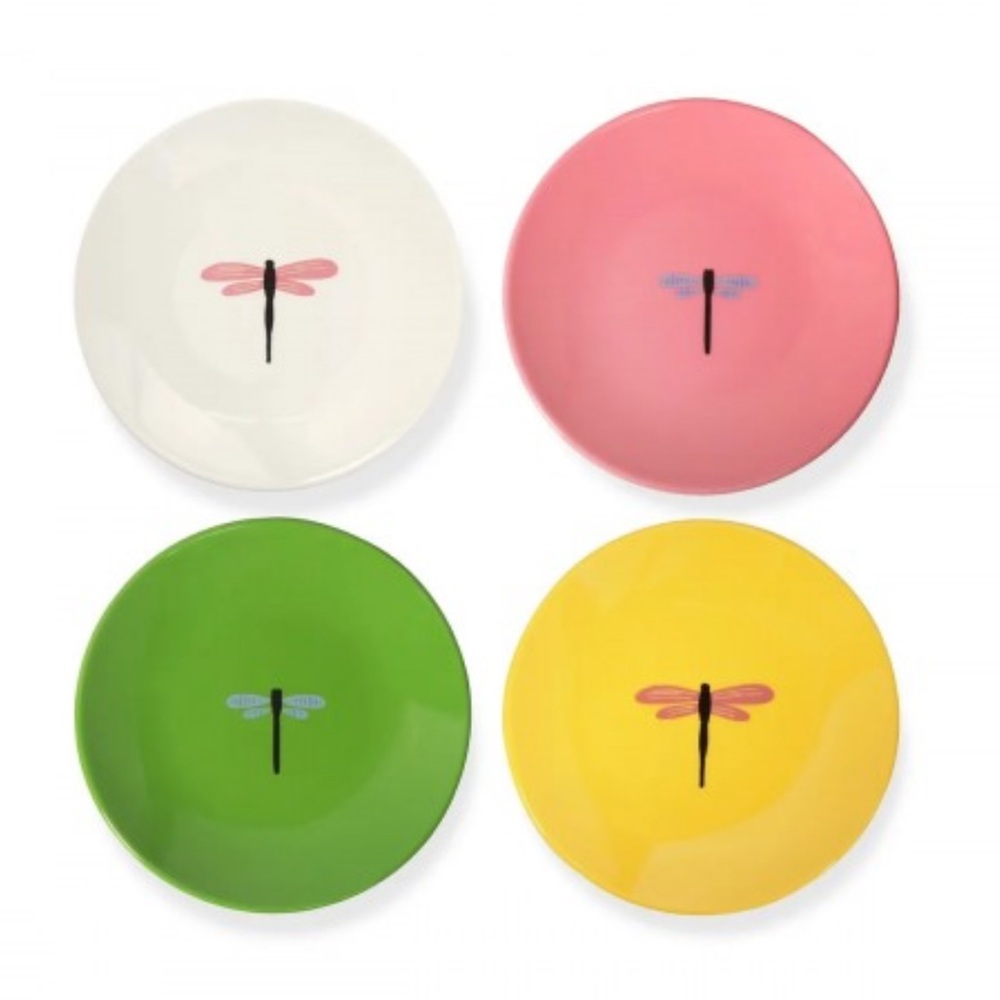 Kate Spade Dragonfly Flight Tidbit Plate Set of 4 Melamine Plates NIB